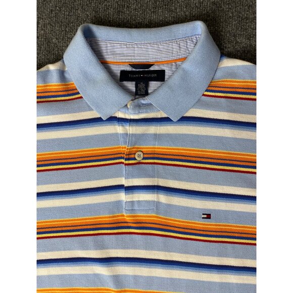VTG Tommy Hilfiger Extra-Long Polo Shirt Men XL TALL Striped Short Sleeve Preppy - Picture 14 of 14